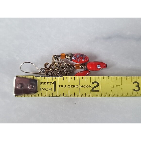 Glass Beaded Dangling Pierced Earrings Vintage - Picture 9 of 10